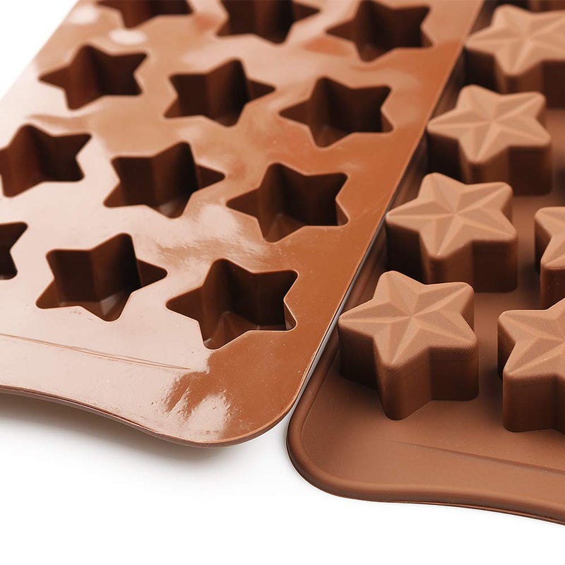 homEdge 15-Cavity Star Shaped Chocolate Mold, Set of 4PCS Non Stick Silicone Mold for Candy Chocolate Jelly, Ice Cube-Pay Attention to the Size - Image 2